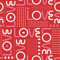 Seamless pattern with love words, and mini hearts with line of circle polka dots in modren style valentines mood design for