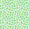 Seamless pattern with lovely green citrus slices. Watercolor illustration. Hand painted summer background.