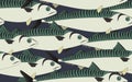 Seamless pattern mackerel close up