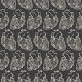 Seamless pattern made of anatomic hearts