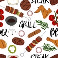 Seamless pattern made from BBQ elements. Royalty Free Stock Photo