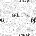 Seamless pattern made from BBQ elements. Royalty Free Stock Photo