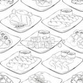 Seamless pattern made from BBQ elements. Royalty Free Stock Photo