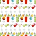 Seamless pattern made from cocktails. Royalty Free Stock Photo