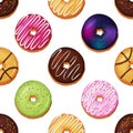 Seamless pattern made from different delicious donut.