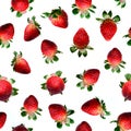 Seamless pattern made of fresh ripe red Strawberry isolated on a white background Royalty Free Stock Photo