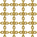 Seamless pattern of golden chains intertwined in the form of a net. Vector illustration Royalty Free Stock Photo