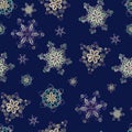 Seamless pattern made of handmade paper snowflakes