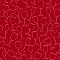 Seamless pattern made of linear wine glasses