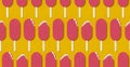 Seamless pattern made with paper-cut popsicle ice cream on yellow background.