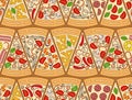 Seamless pattern made of pizza pieces Royalty Free Stock Photo