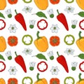 Seamless pattern made from red and yellow peppers. Royalty Free Stock Photo