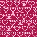 Seamless pattern made of rope hearts