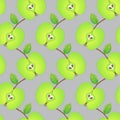 Seamless pattern made of sliced green apples