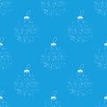 Seamless pattern made from white Christmas bauble shape from snowflakes on a blue background. Vector stock illustration Royalty Free Stock Photo