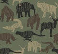 A seamless pattern made of wild animals from the african savannah