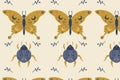 seamless pattern with magic butterfly and ladybird Royalty Free Stock Photo