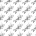 Seamless pattern of magic genies lamp isolated on white background. Set of seamless floral elements. Magic oil lamp line and solid