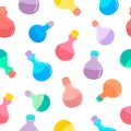 A seamless pattern with magic potions,bottles,jars Royalty Free Stock Photo