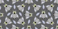 Seamless pattern magic and sorcery. Owl. Gray bird. Hogwarts School of Magic. Teenage Textiles