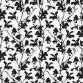 Seamless pattern with magnolia tree blossom in black and white. Floral background with branch and magnolia flower Royalty Free Stock Photo