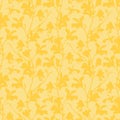 Seamless pattern with magnolia tree blossom. Yellow floral background with branch and magnolia flower. Spring design