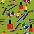 Seamless pattern with makeup objects