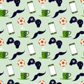 Seamless pattern with male iconic elements