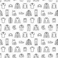 Seamless pattern with man clothes and accessories line icon. Vector illustration Royalty Free Stock Photo