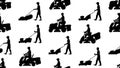 Seamless pattern with Man with lawnmower