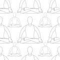 Seamless pattern man is stand meditating. vector illustration