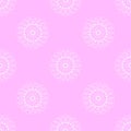 Seamless pattern, mandala, beautiful white pattern on a pink background Royalty Free Stock Photo