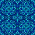 Seamless pattern mandala. Boho indian seamless texture. Vector batil blue design. Floral india print.
