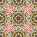 Seamless pattern with mandalas in beautiful vintage colors. Vector background