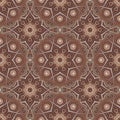 Seamless pattern with Mandalas in brown iced coffee colors. Vector ornaments, background