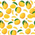 A seamless pattern of mangoes. Royalty Free Stock Photo
