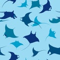 Seamless pattern with mantas