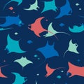 Seamless pattern with mantas