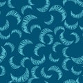 Seamless pattern of manually drawn crescents. The blue crescent is chaotically scattered across the blue field to form a