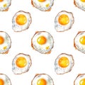 Seamless pattern with many fried eggs.