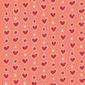 Seamless Pattern With Many Outline Hearts And Circles.
