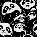 Seamless pattern with many pandas Royalty Free Stock Photo