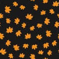 Seamless pattern with maple leafs on black background Royalty Free Stock Photo