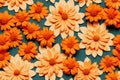 Seamless pattern. Marigold flowers pattern 3d illustration. Repeatable back Royalty Free Stock Photo