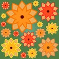 Seamless pattern with Marigolds on green background