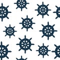 Seamless pattern of marine nautical captain helm