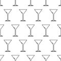 Seamless pattern from martini glass black contour on white background of vector illustration Royalty Free Stock Photo