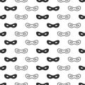 Seamless pattern with mask. Black and white carnival simple design. Superhero mask. Traditional venetian festive