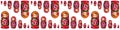 Seamless pattern of matreshka nesting dolls, white background isolated, red matrioska decorative border ornament, matryoshka frame Royalty Free Stock Photo