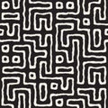 Seamless pattern with maze lines. Monochrome abstract background. Vector hand drawn labyrinth. Royalty Free Stock Photo